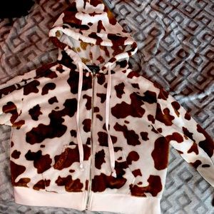 Cow print crop sweater